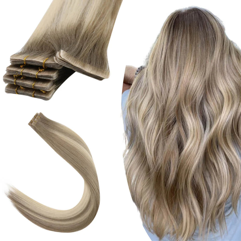 Luxury Tape-ins Invisible Injection Tape in Hair Extensions Virgin Human Hair Balayage #8/8/613